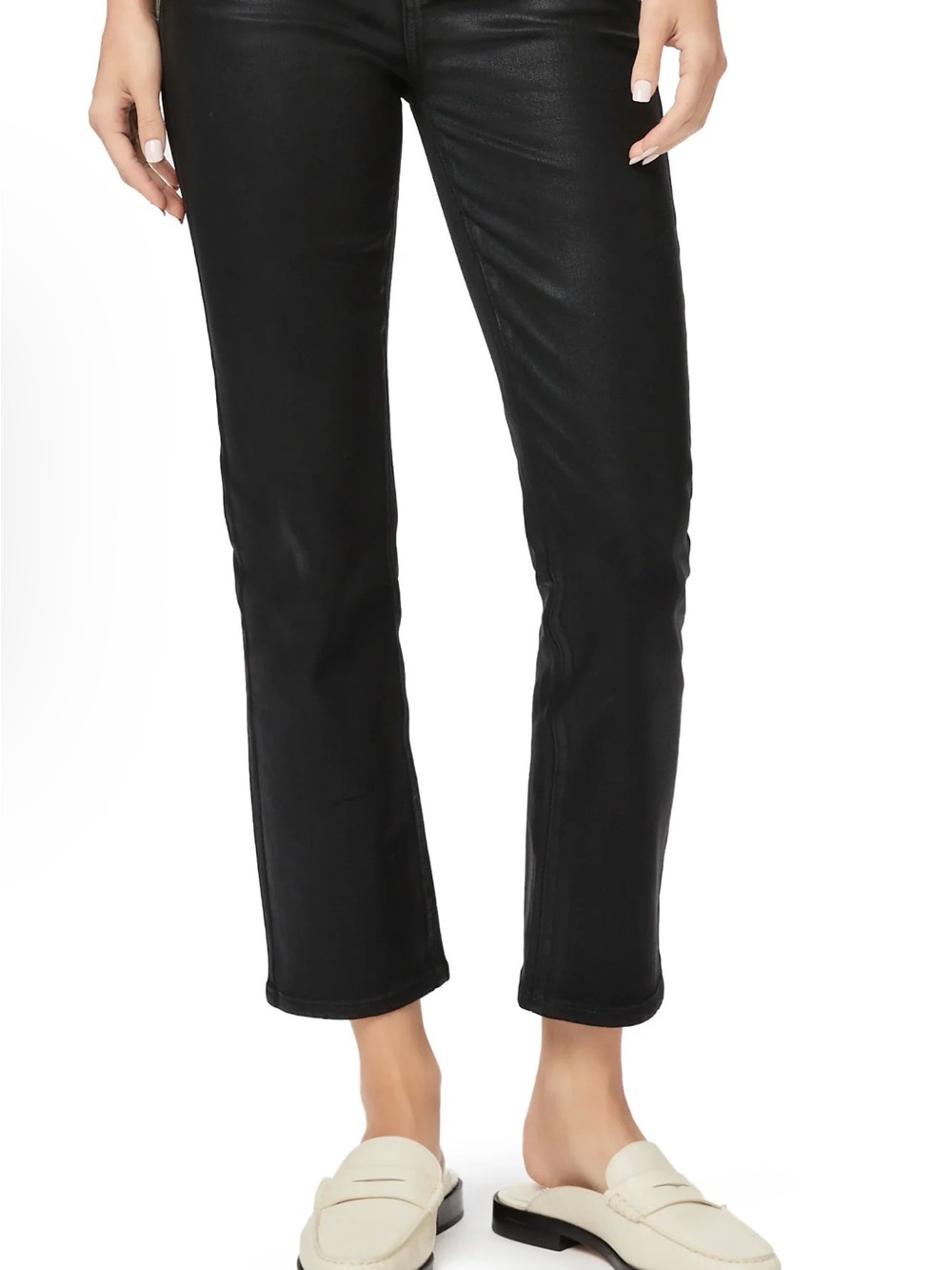 PAIGE CINDY COATED STRAIGHT-LEG PANT